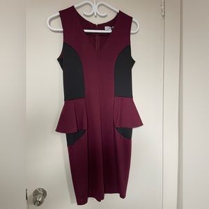 New York Contemporaine, burgundy dress